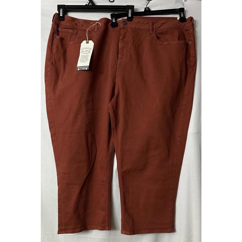 NWT Fat Face UK Hamble Capri Womens Rust Brown Stretch Jeans Denim Plus US 20R